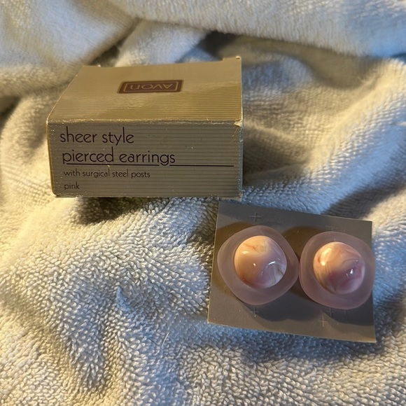 Avon Jewelry - Avon Vintage 1990 Sheer Style Pierced Earrings Pink